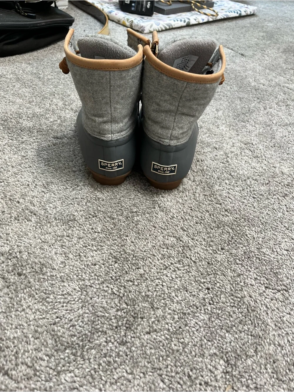 Sperry Gray and Tan Waterproof Wool-Blend Boots